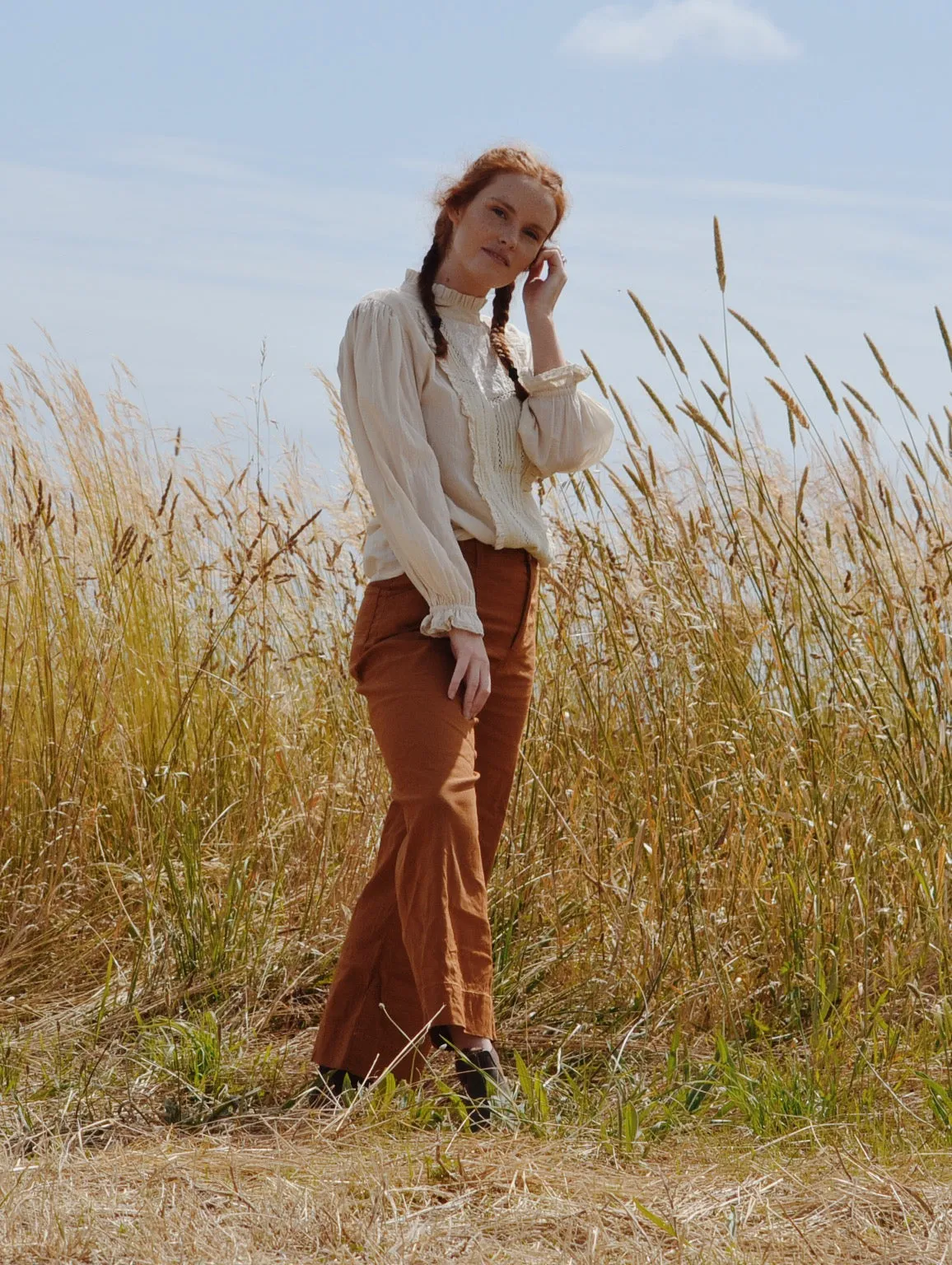 100% RECYCLED COTTON - PAULINA BLOUSE ANTIQUE WHITE