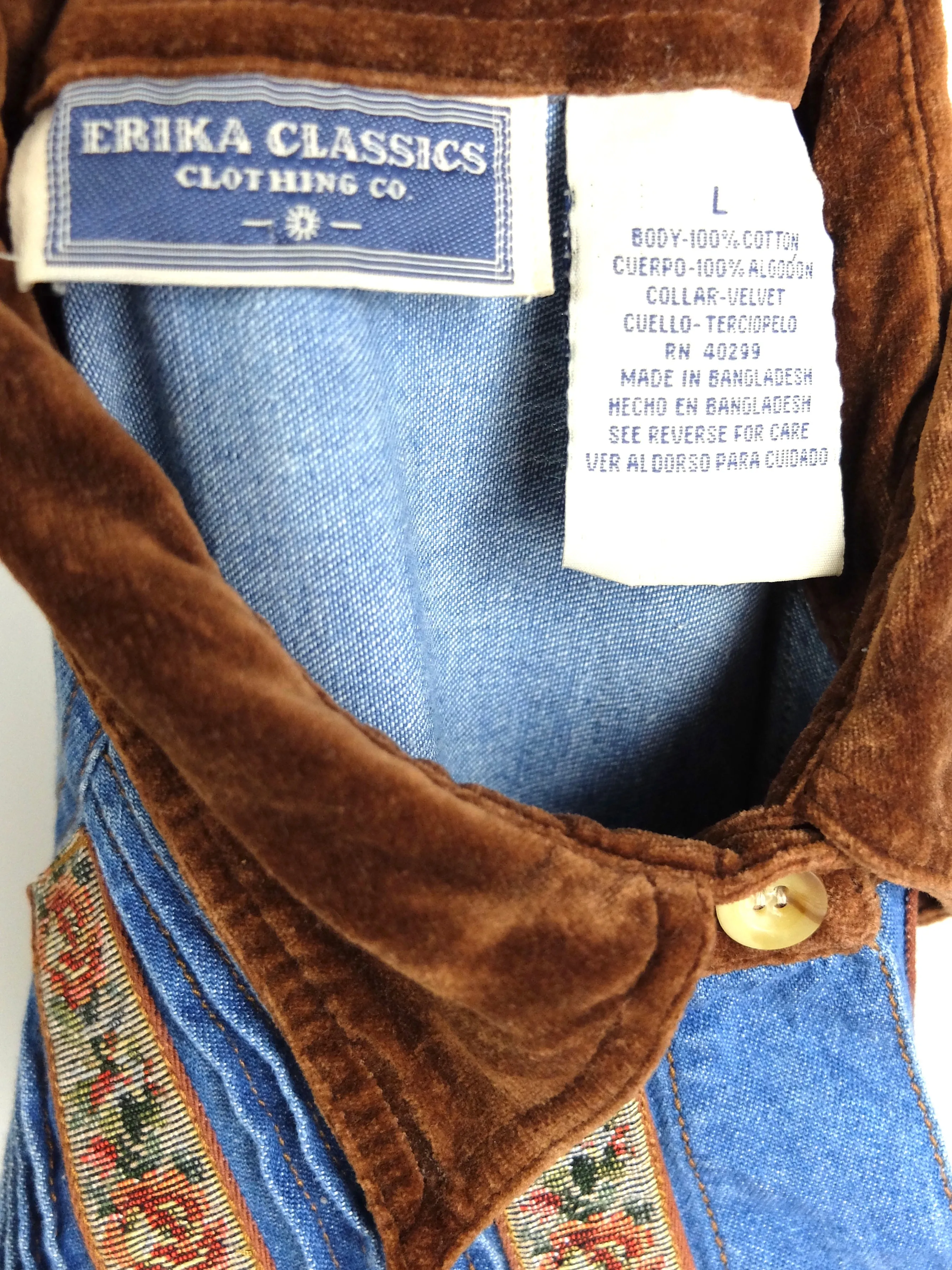 80s Bohemian Hippie Prairie Western Blue Denim Collared Long Sleeve Button Up Dress