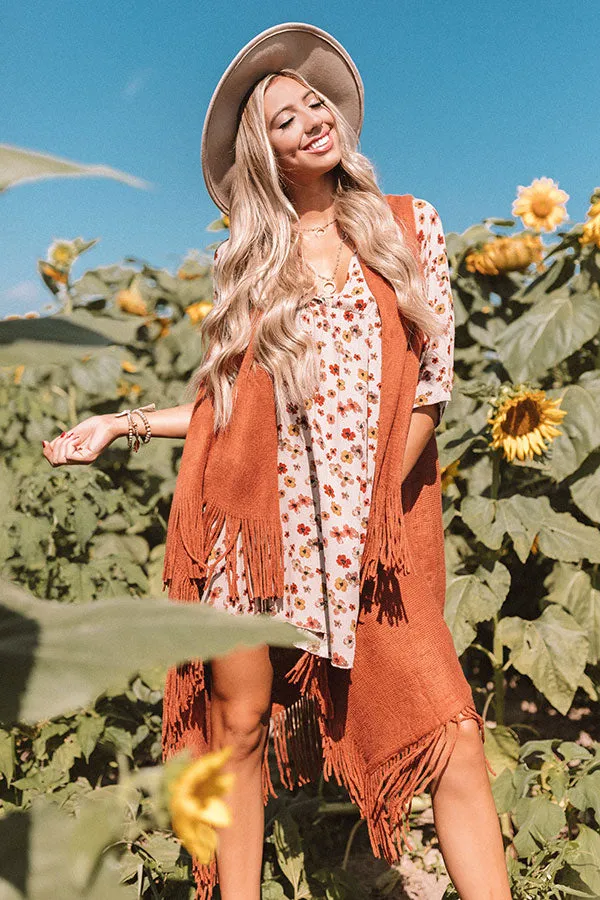 Autumn And Apple Cider Floral Shift Dress In Taupe