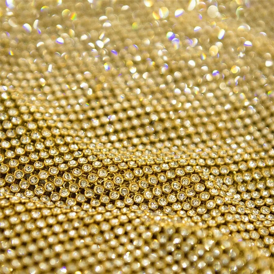 Backless Rhinestone Metal Crystal Diamonds Sequined Night Club Party Wear Crop Top