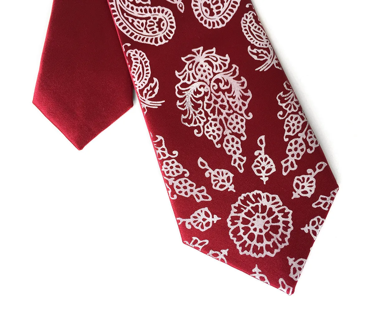 Bandana Print kids tie. Boys clip-on paisley necktie.