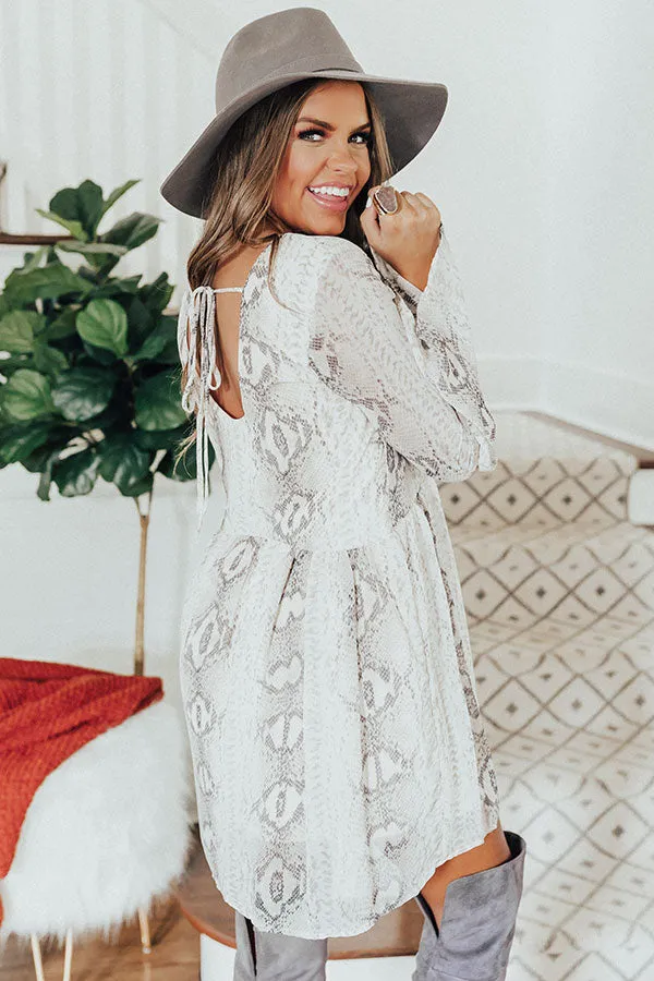 Best In Show Snake Print Babydoll Dress In Stone