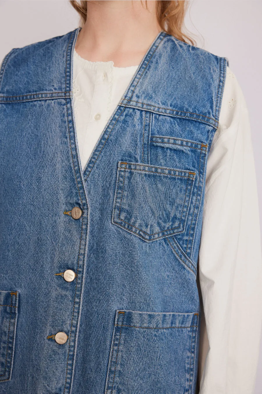 billie denim gilet - vintage wash