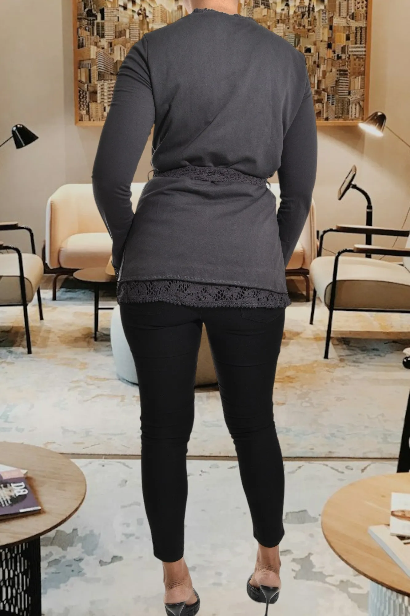 Charcoal Tie Up Kimono