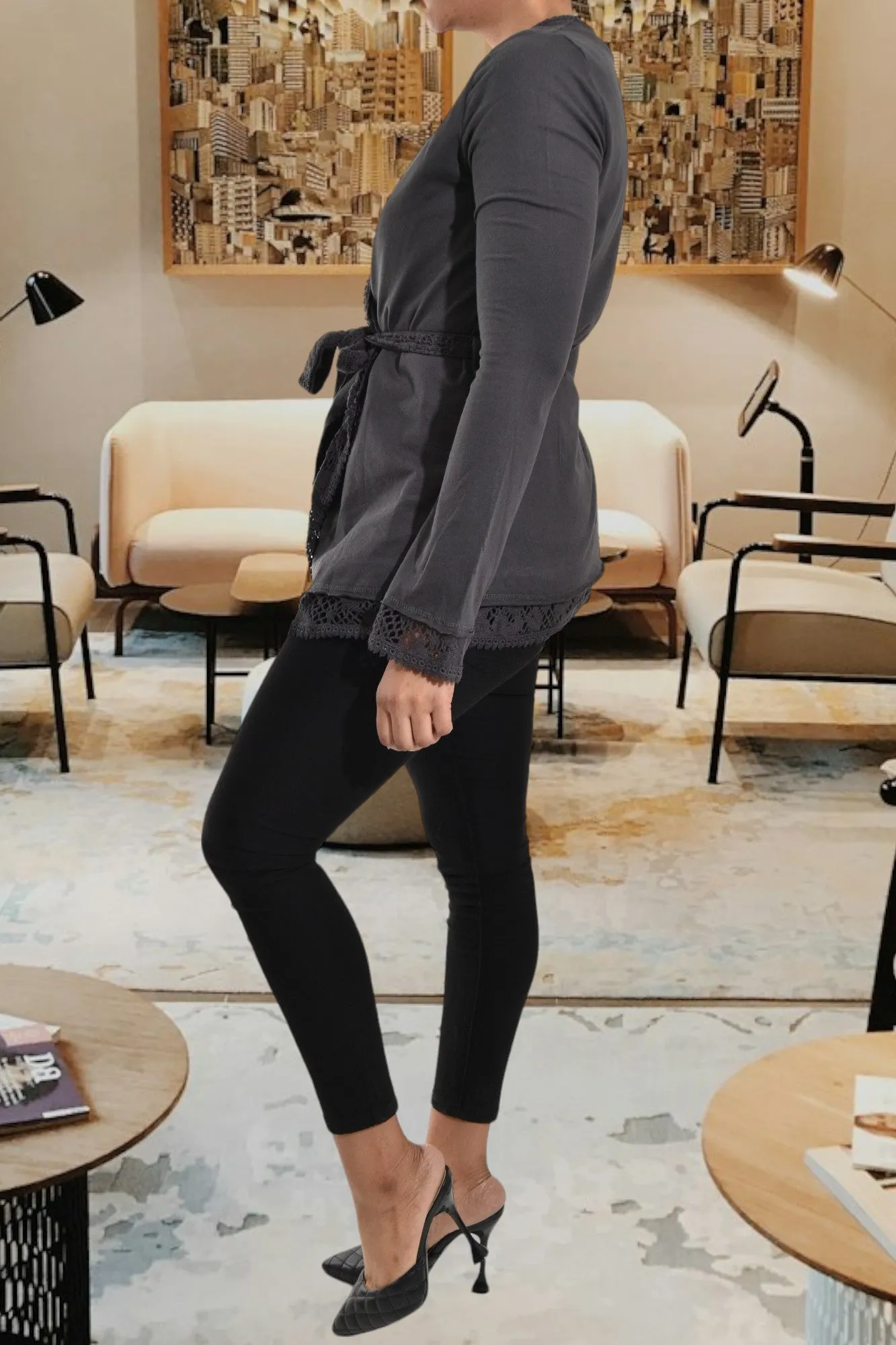 Charcoal Tie Up Kimono