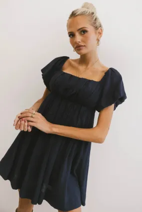 Dasha Textured Mini Dress in Navy Dasha Textured Mini Dress in Navy