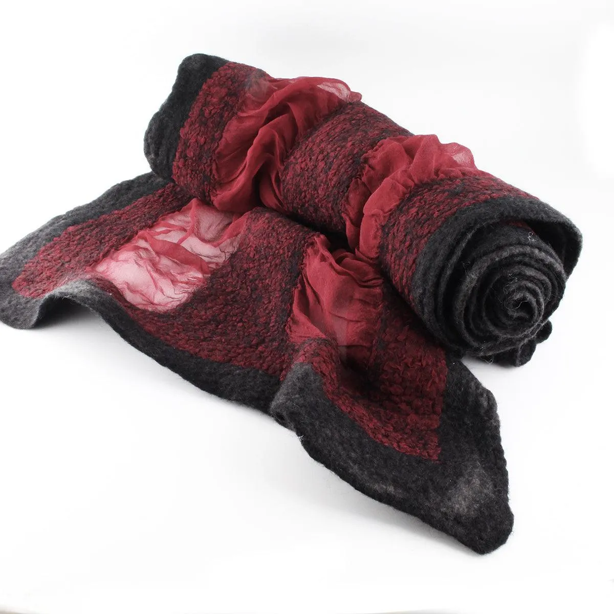 Felted Silk Chiffon Vertical Scarf