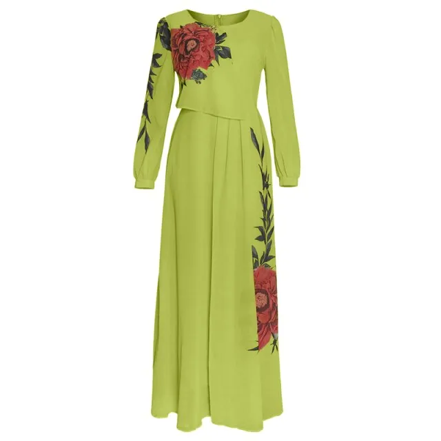 Floral Long Sleeve Plus Size Abaya