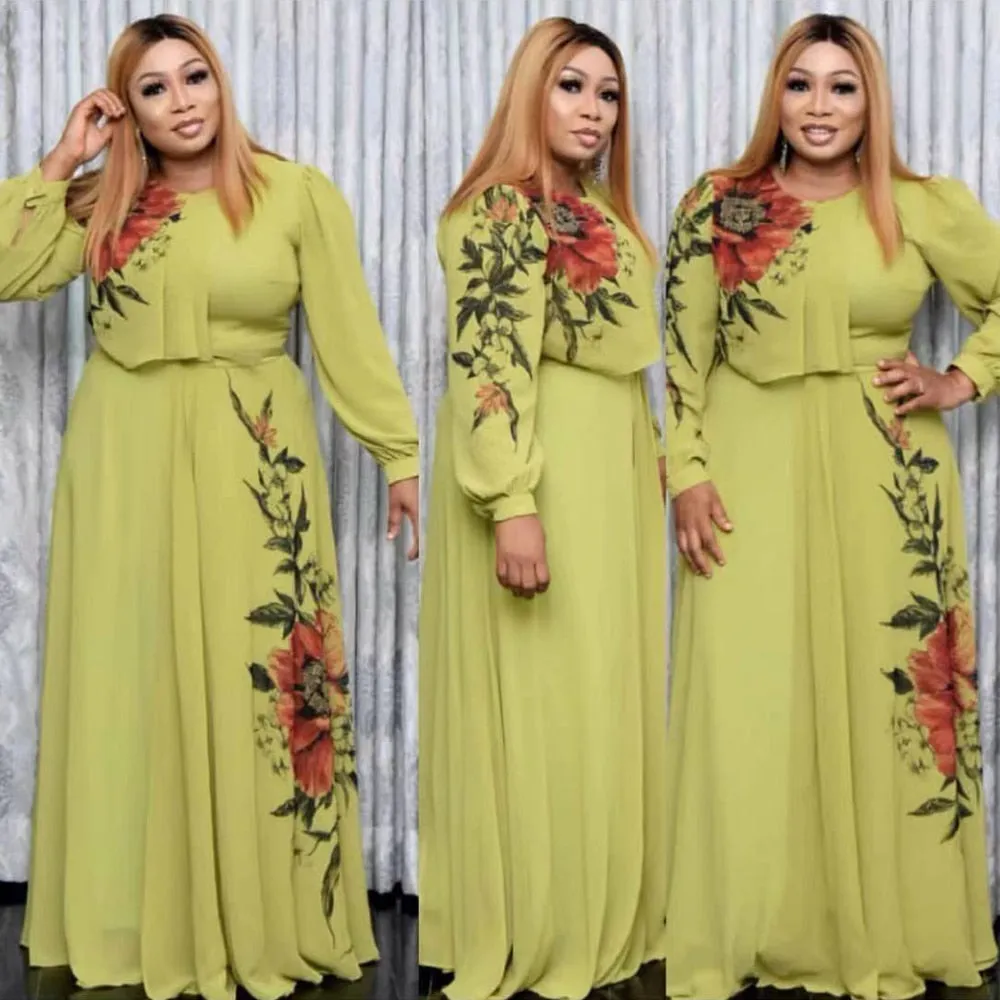 Floral Long Sleeve Plus Size Abaya