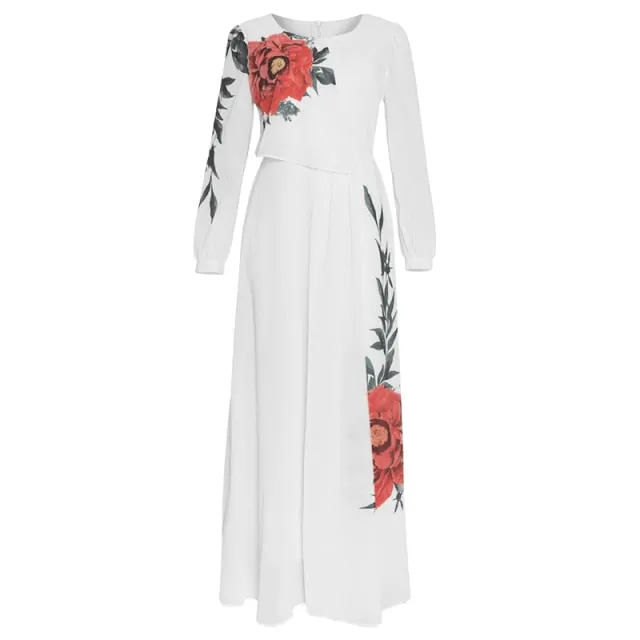 Floral Long Sleeve Plus Size Abaya
