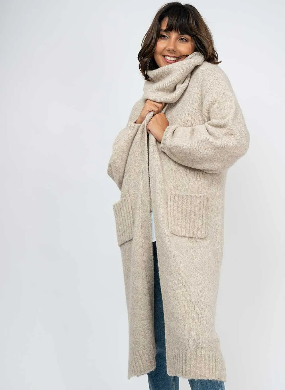 Isla Yak & Alpaca Longline Coatigan - Chinchilla