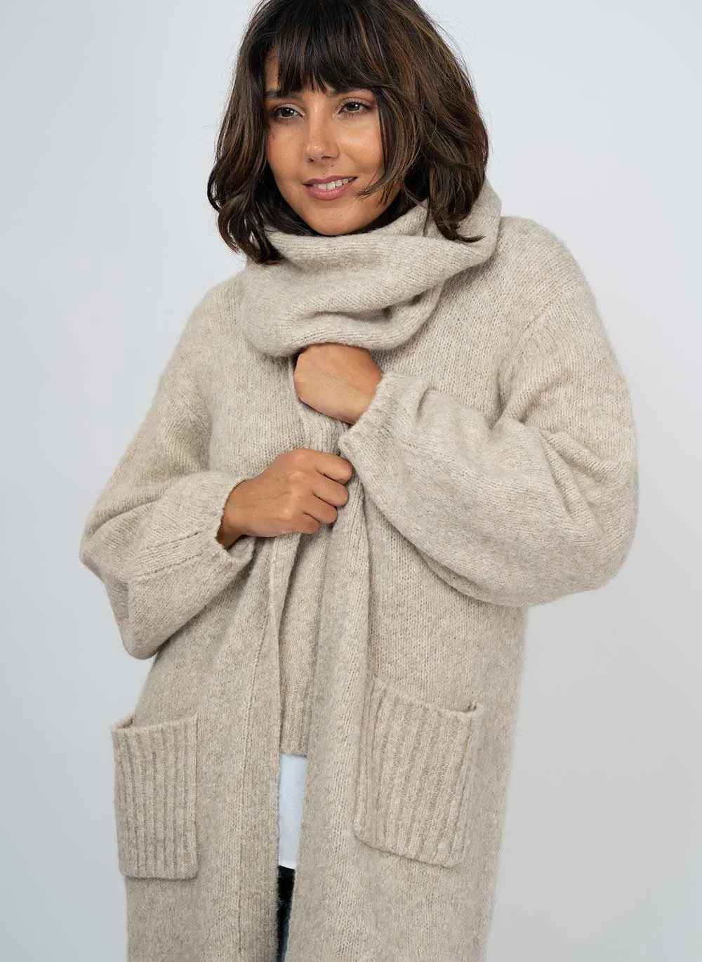 Isla Yak & Alpaca Longline Coatigan - Chinchilla