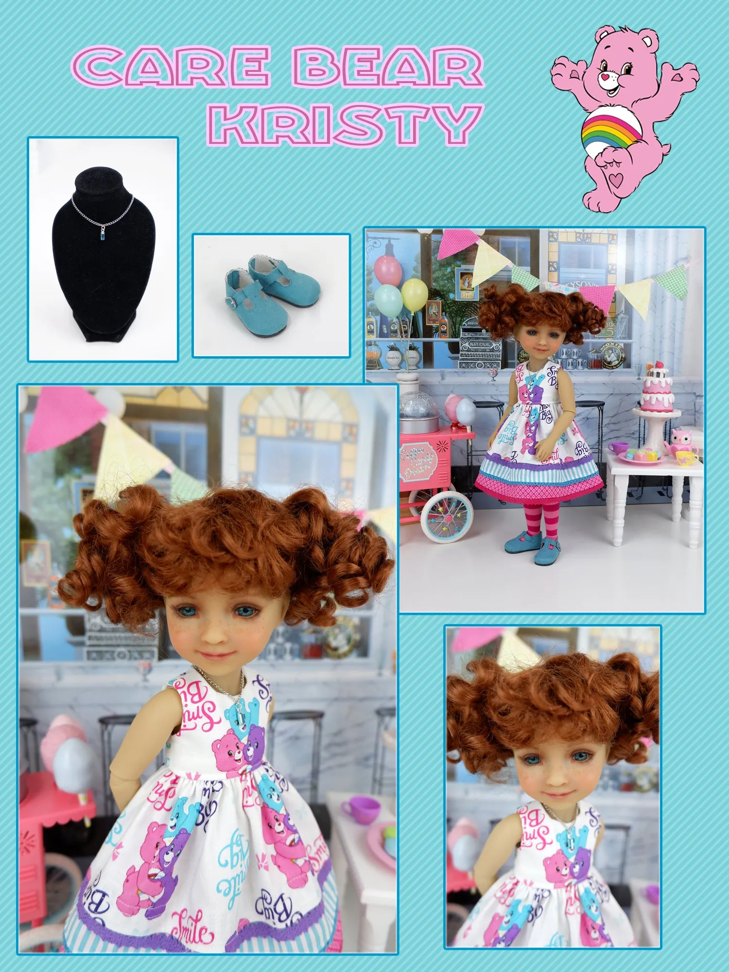 Kristy - custom Care Bear themed Ruby Red Fashion Friend doll & wardrobe