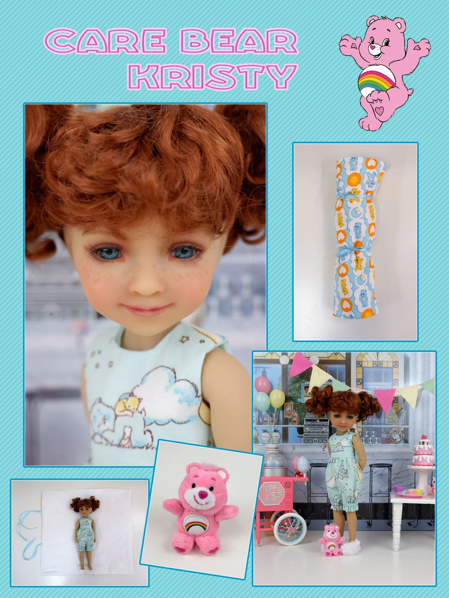 Kristy - custom Care Bear themed Ruby Red Fashion Friend doll & wardrobe