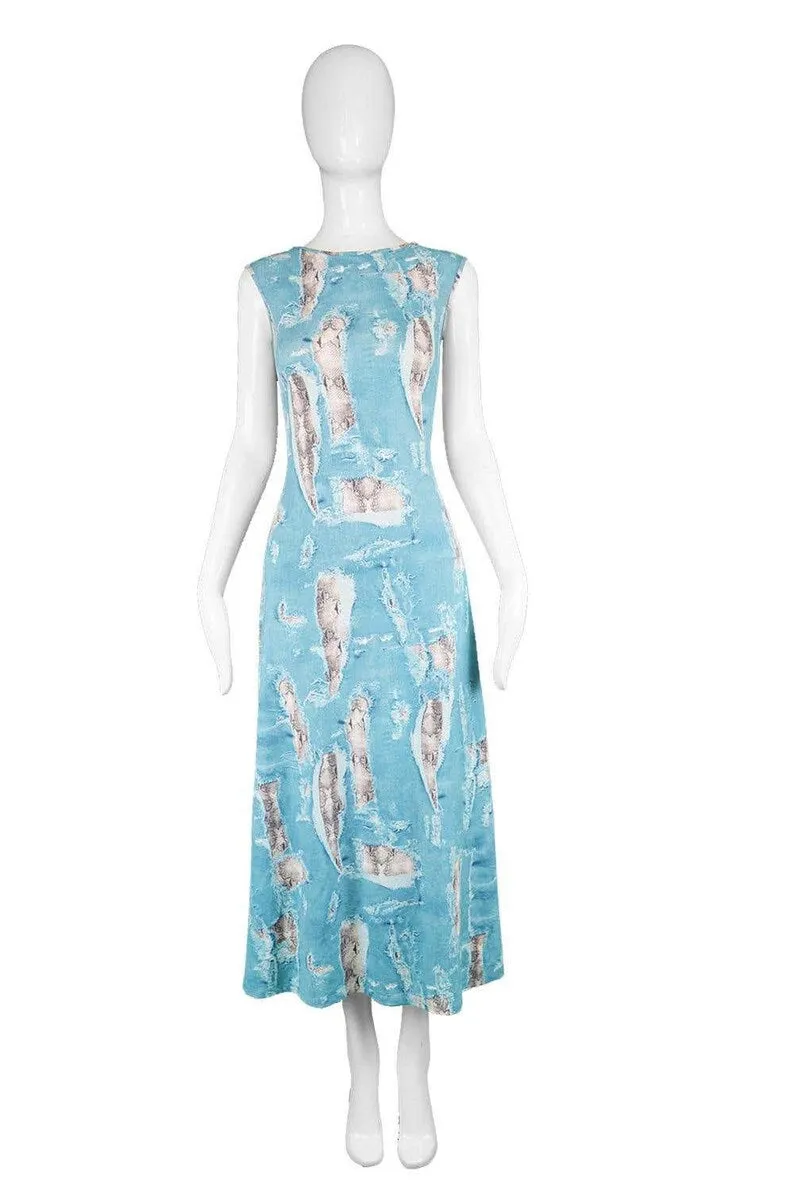 Krizia Vintage Snakeskin Print Stretchy Maxi Dress, 1990s