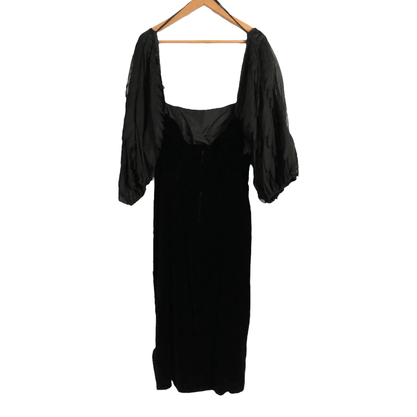 Louis Feraud Vintage Velvet 3/4 Sleeve Empire Evening Cocktail Dress Black UK10-12