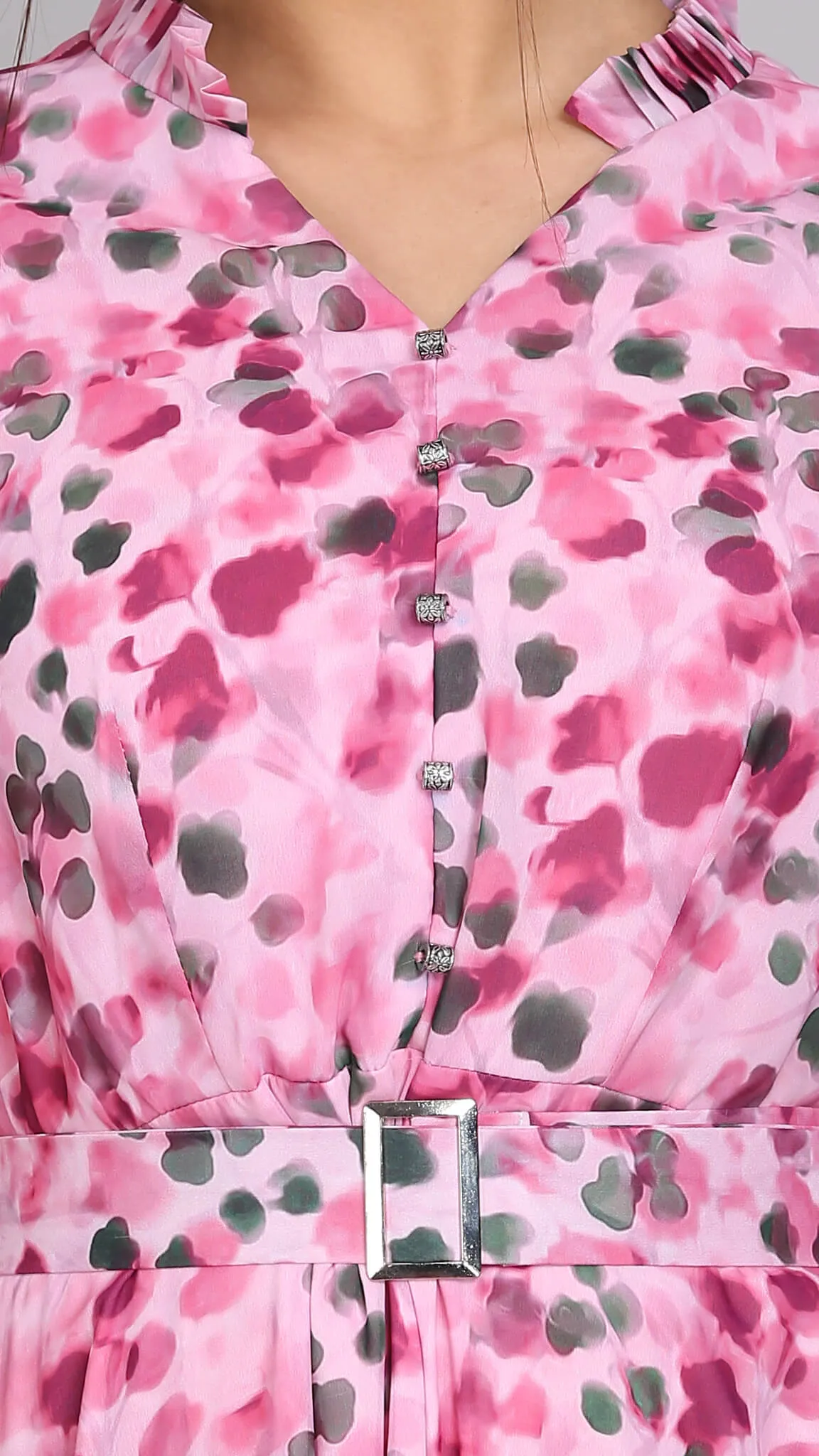 Magenta Floral 3 Layer Up-Down Maxi Dress