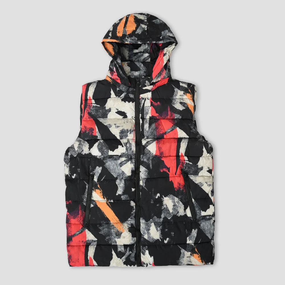 Men's Multi Quartz Army Puffer Body Warmer Hooded Gilet