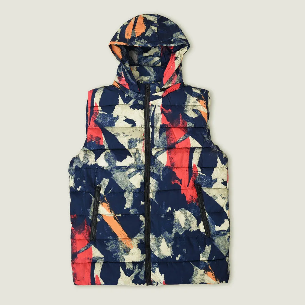 Men's Multi Quartz Army Puffer Body Warmer Hooded Gilet