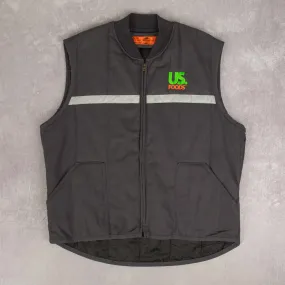 MEN'S VINTAGE RED KAP US FOODS WORKWEAR GILET JACKET - X-LARGE