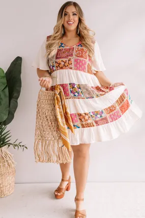 Mojito Blooms Tiered Shift Dress Curves