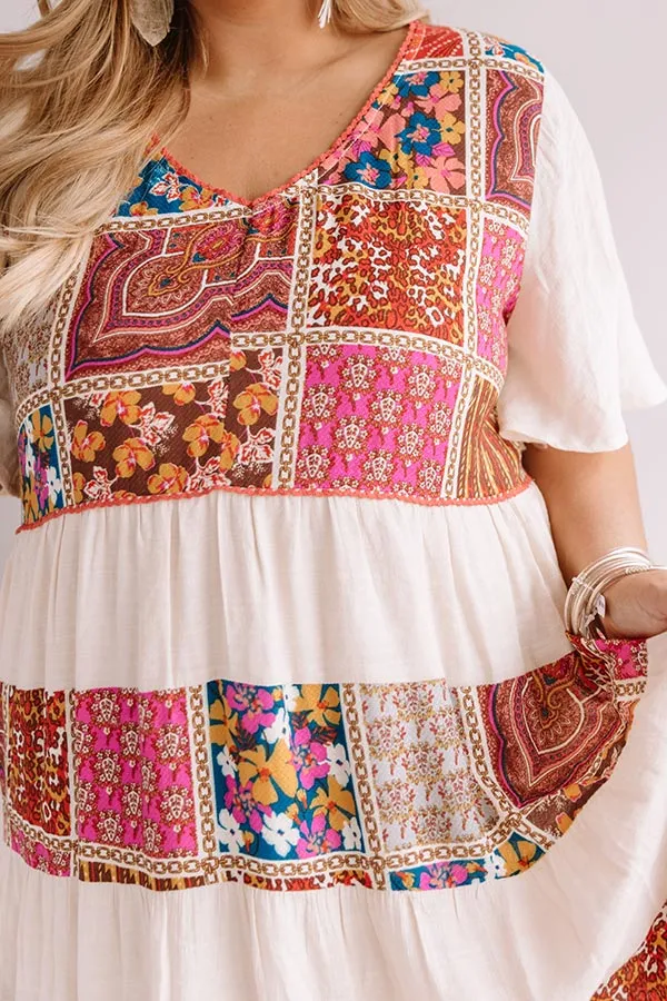 Mojito Blooms Tiered Shift Dress Curves