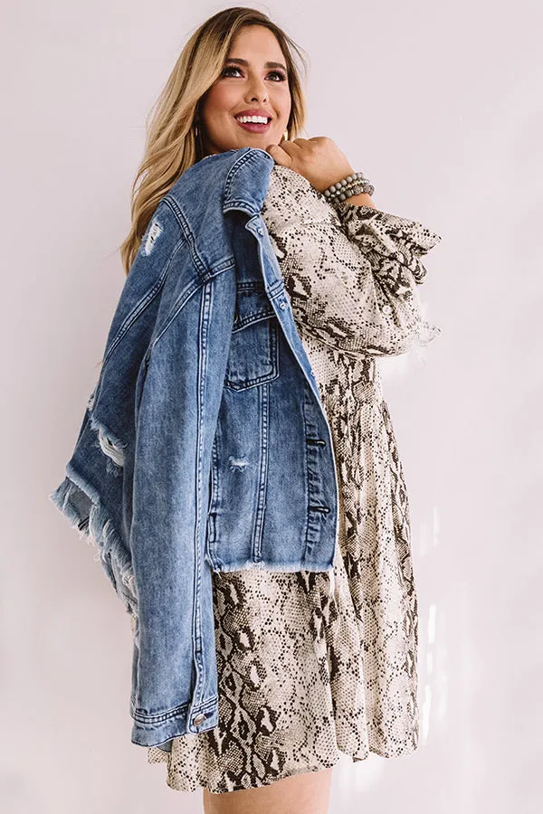 NYC Sights Snake Print Shift Dress Curves