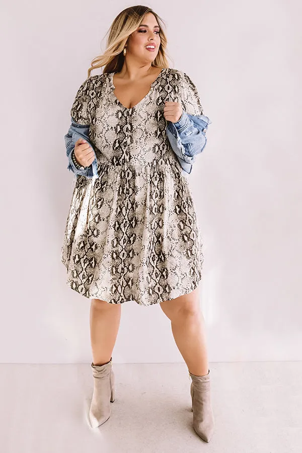 NYC Sights Snake Print Shift Dress Curves