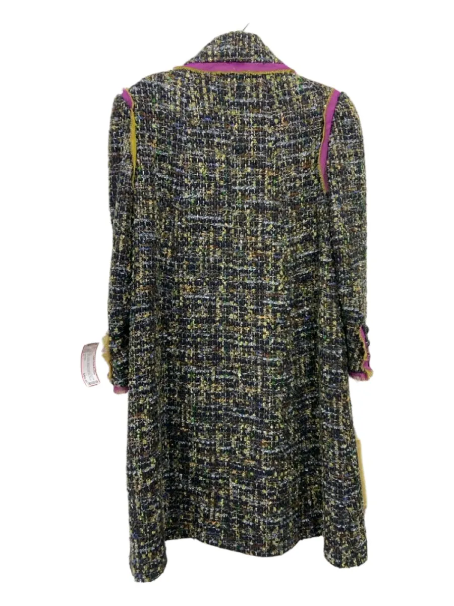 Peter Som Size 6 Green, Purple, Multi Wool Blend Silk Lining Boucle Coat