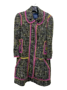 Peter Som Size 6 Green, Purple, Multi Wool Blend Silk Lining Boucle Coat