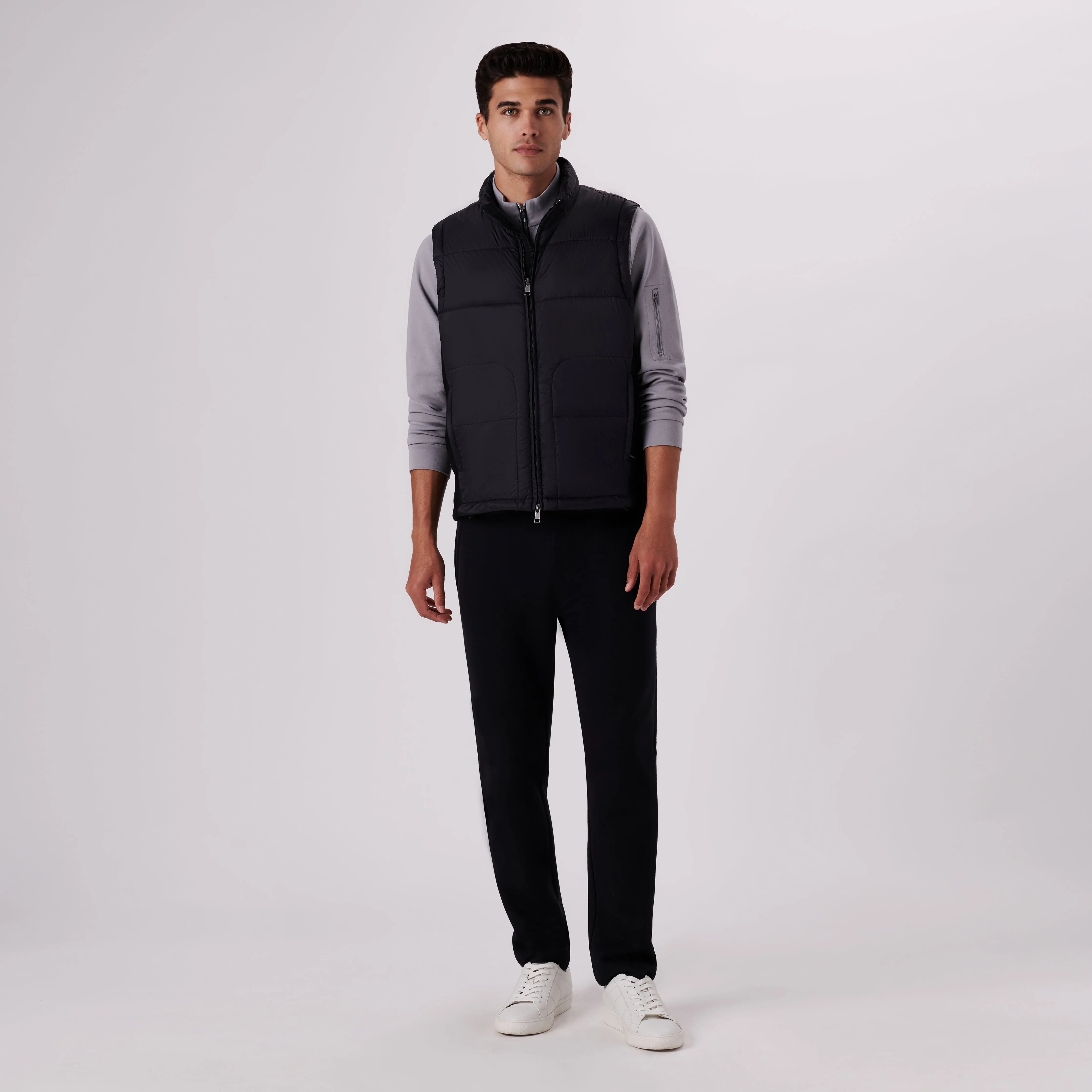 Quilted Vest With Knit Back