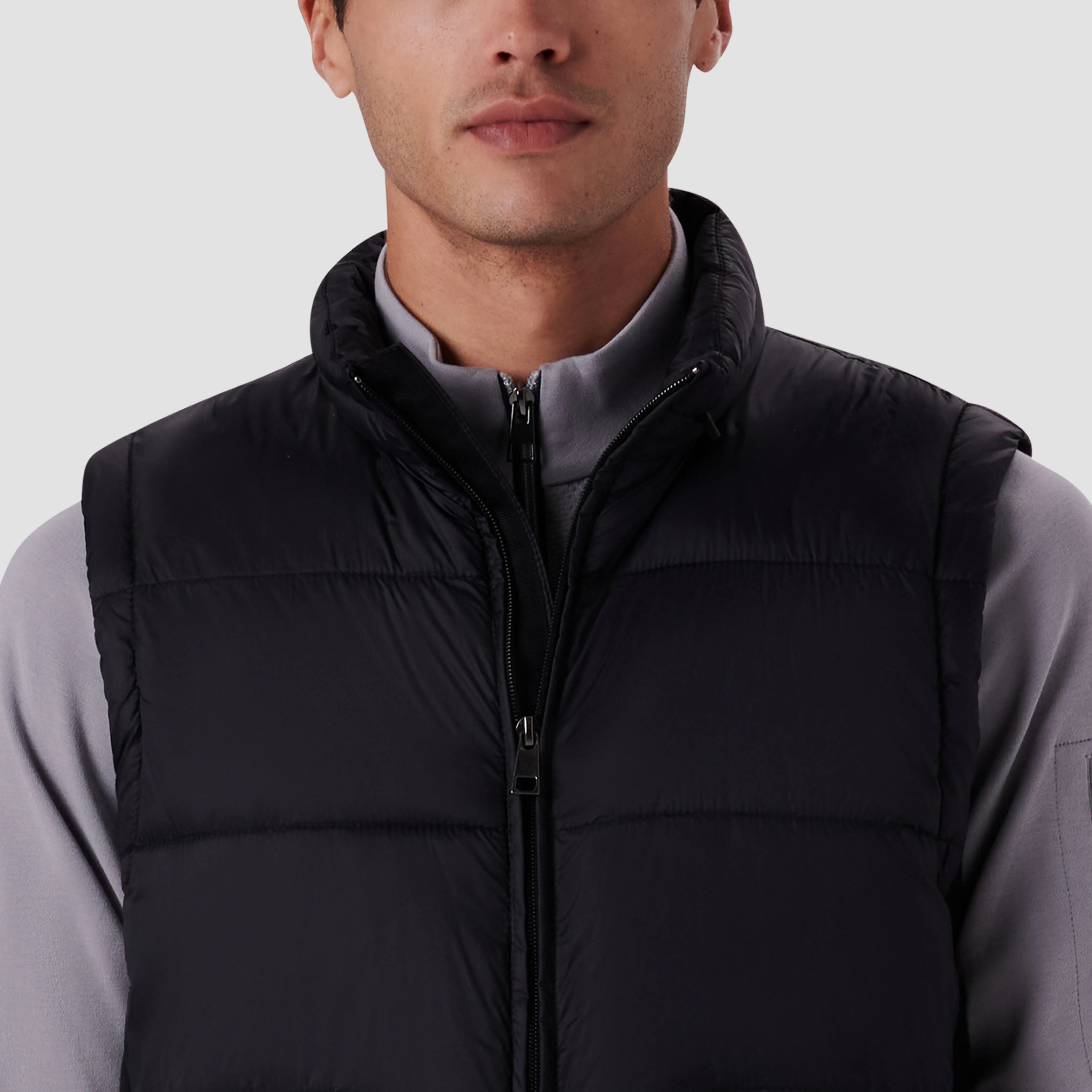 Quilted Vest With Knit Back