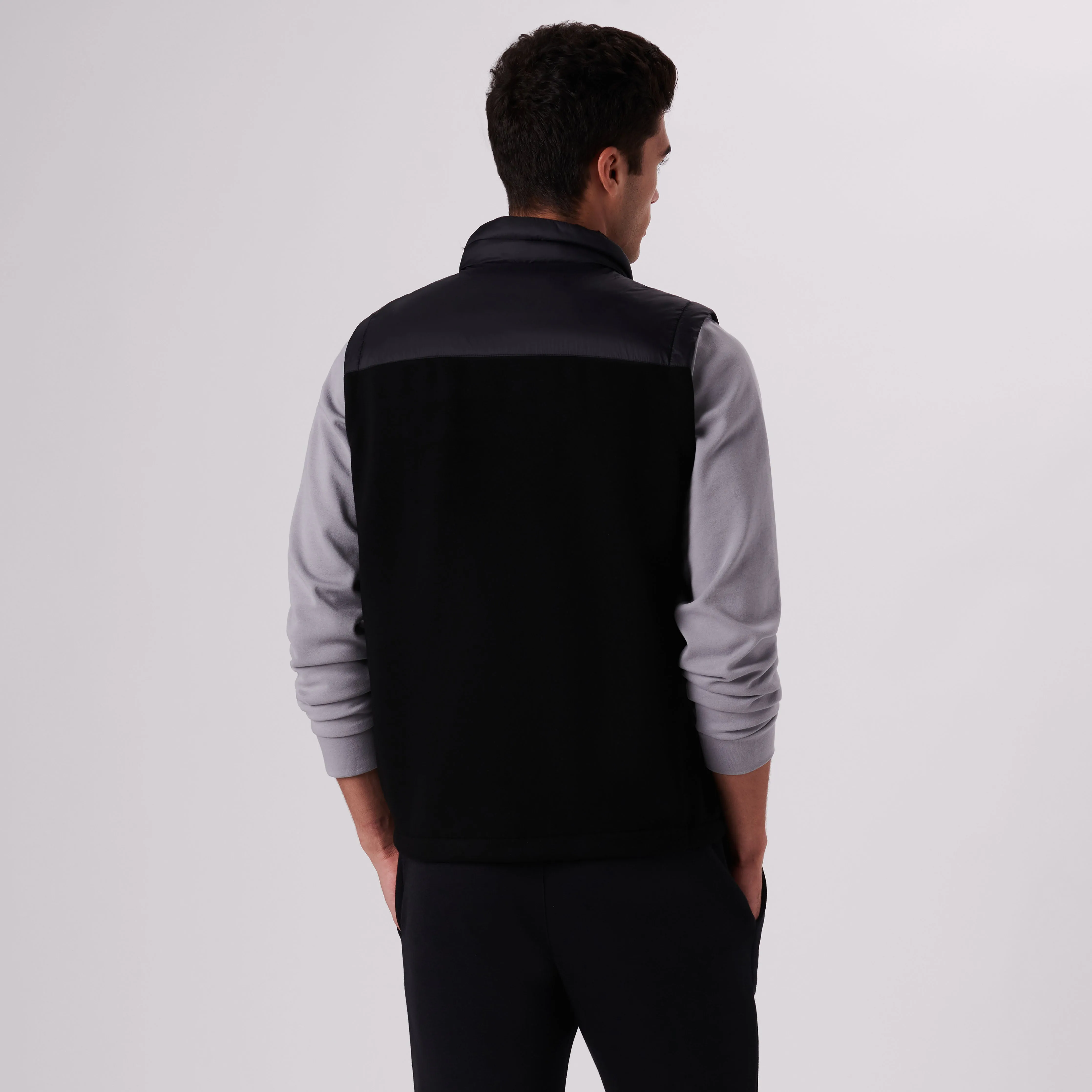 Quilted Vest With Knit Back