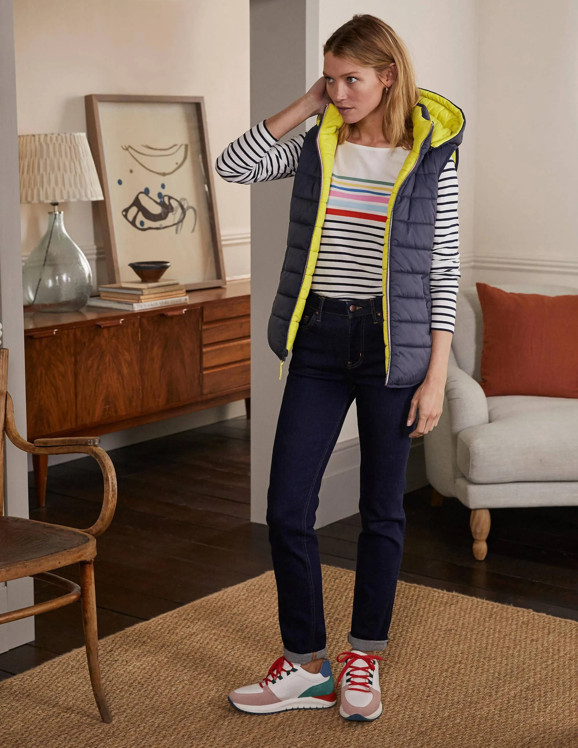 Reversible Lightweight Gilet-Navy/Mimosa