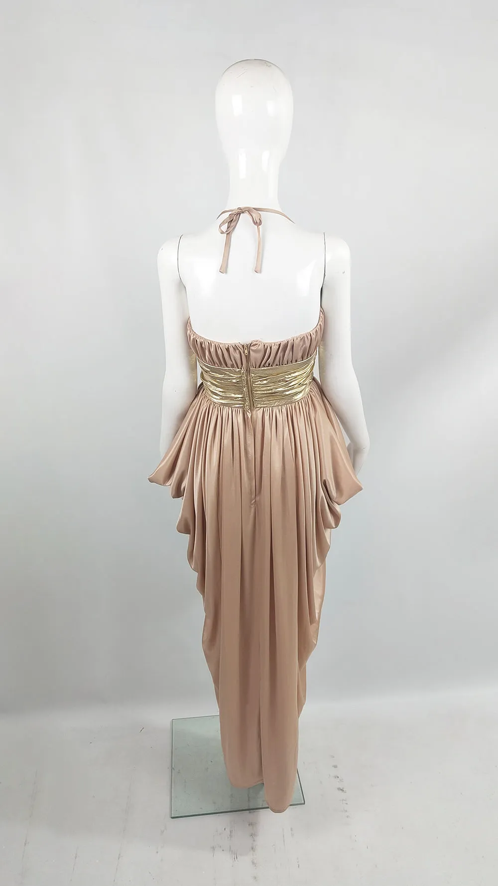 Ronald Joyce Vintage Slinky Draped Grecian Goddess Maxi Evening Dress, 1970s