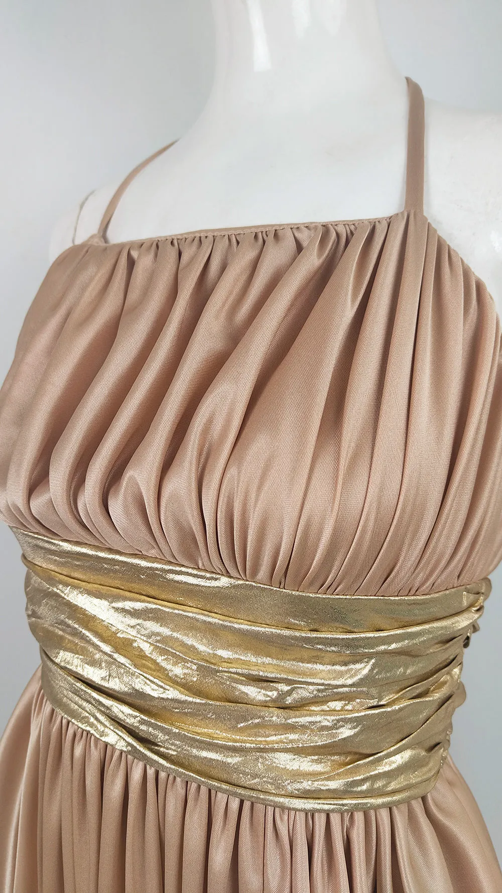 Ronald Joyce Vintage Slinky Draped Grecian Goddess Maxi Evening Dress, 1970s