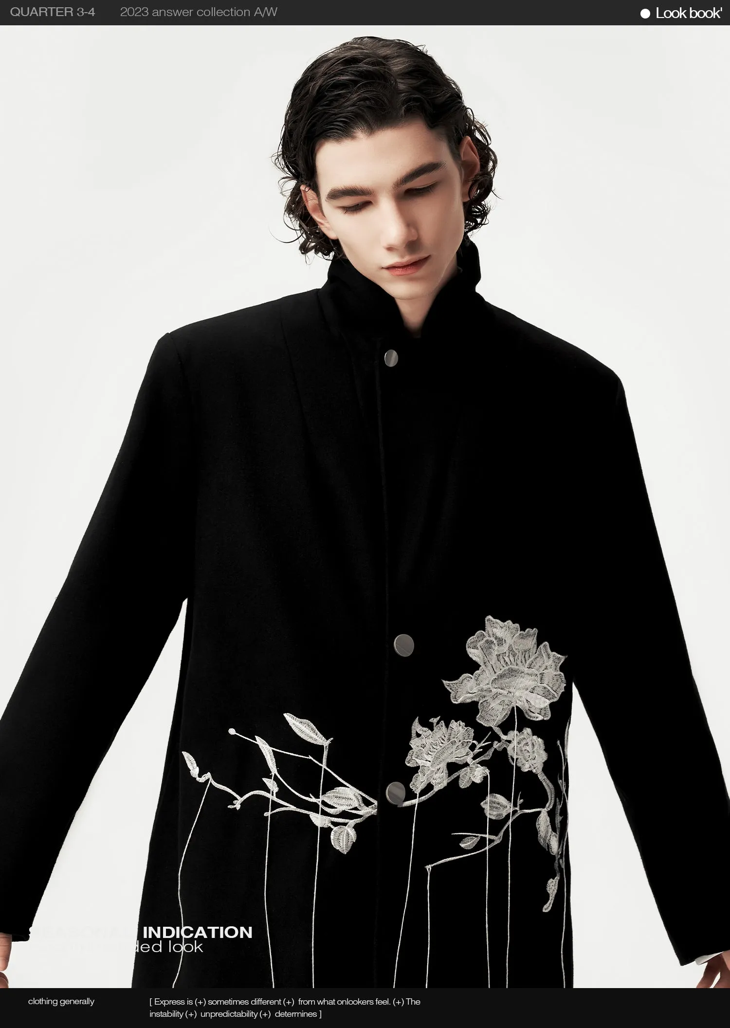 Rose Embroidery Casual Wool Long Coat
