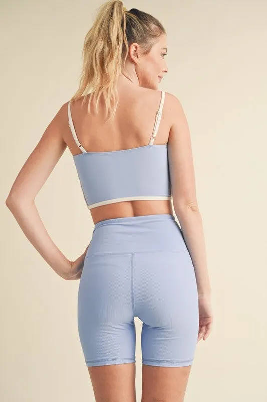 Sculpting Bra Tank Blue
