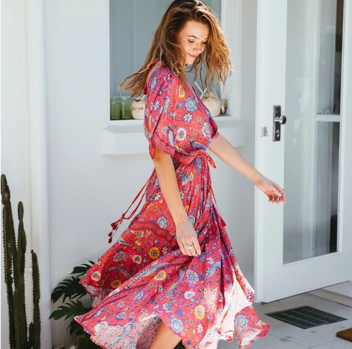 Spell Designs Lovebird Boho Maxi Dress - Red