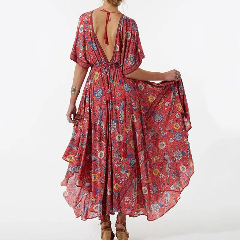 Spell Designs Lovebird Boho Maxi Dress - Red