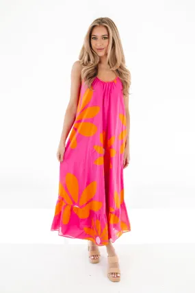 The Maui Braid Strap Midi Dress - Pink