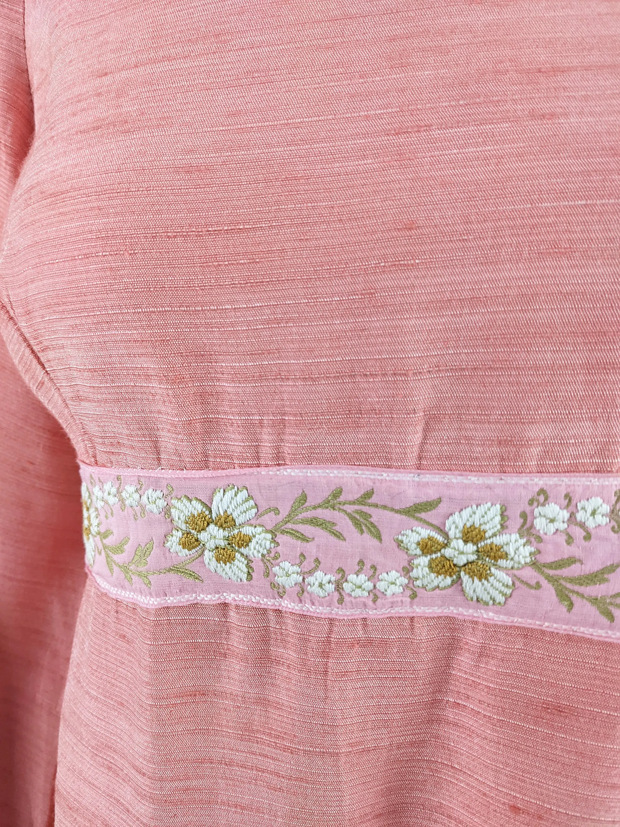 Vintage 1960s Raw Silk Peach Maxi Dress