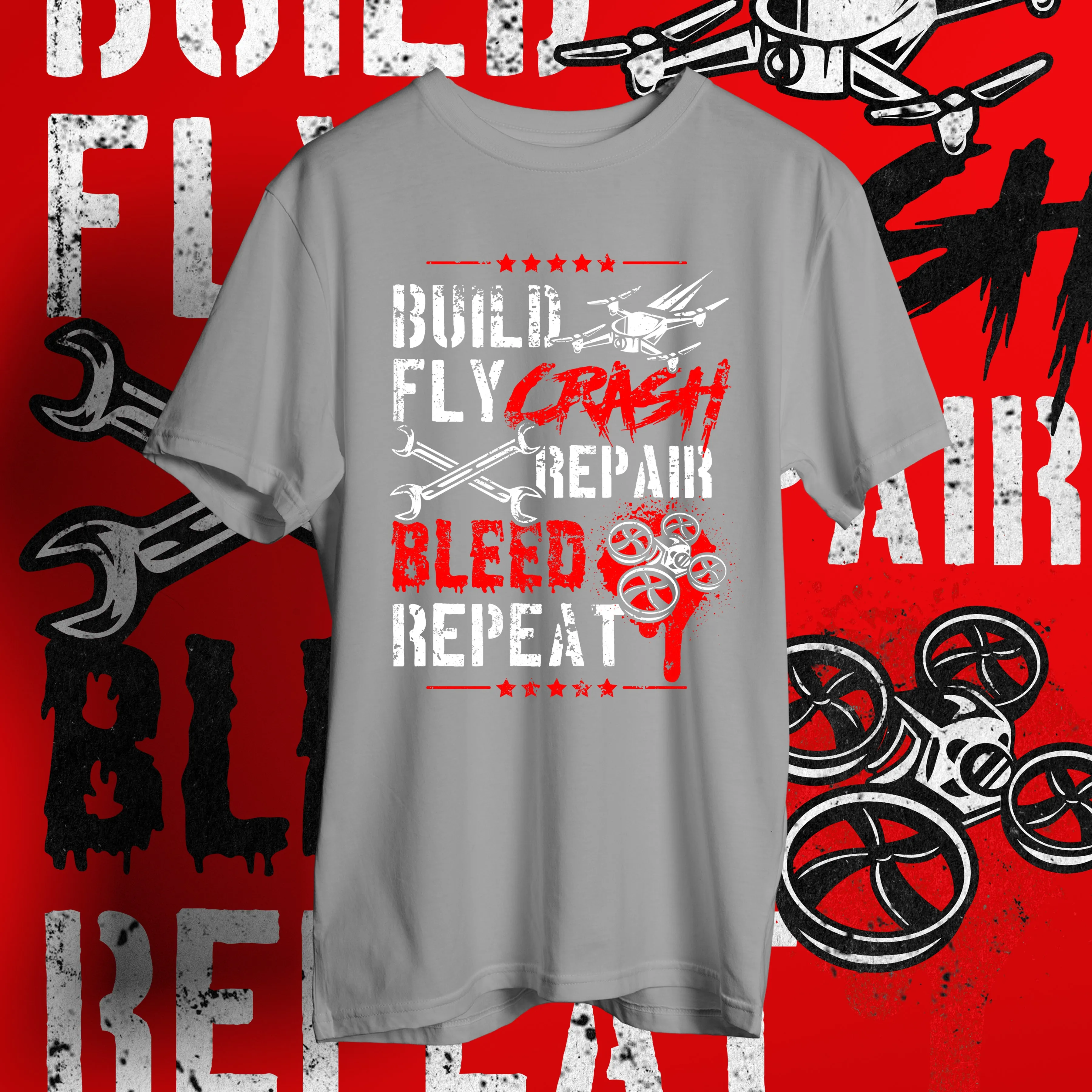 weBLEEDfpv "BUILD, FLY, BLEED" T-SHIRT