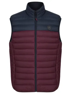Yestin Colour Block Quilted Puffer Gilet with Fleece Lined Collar in Tawny Port - Tokyo Laundry